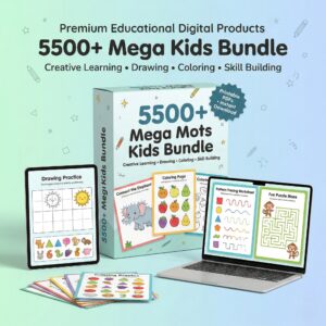 mega kids bundle printable, 5500 mega kids bundle drawing worksheets, mega kids bundle coloring and tracing sheets